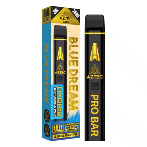 Aztec Premium Full Spectrum CBD Disposable Vape Pen Pro Bar 1800mg 3ml 2500 puffs - Hybrid Blue Dream
