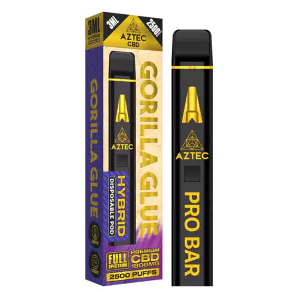 Aztec Premium Full Spectrum CBD Disposable Vape Pen Pro Bar 1800mg 3ml 2500 puffs - Hybrid Gorilla Glue