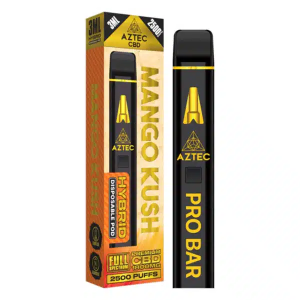 Aztec Premium Full Spectrum CBD Disposable Vape Pen Pro Bar 1800mg 3ml 2500 puffs - Hybrid Mango Kush
