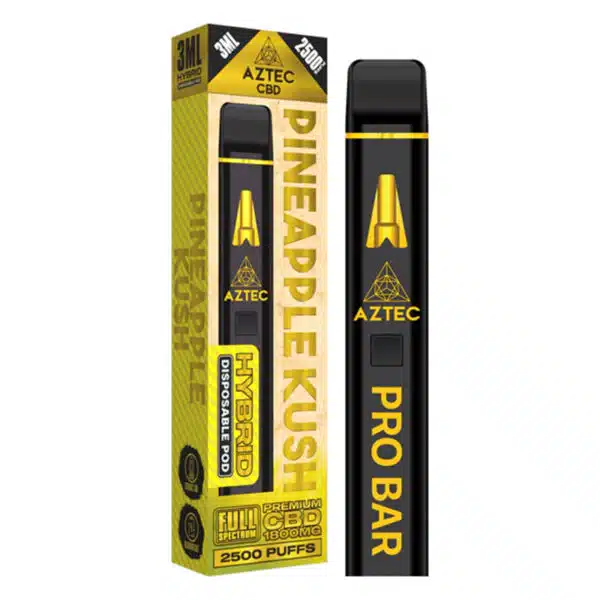 Aztec Premium Full Spectrum CBD Disposable Vape Pen Pro Bar 1800mg 3ml 2500 puffs - Hybrid Pineapple Kush