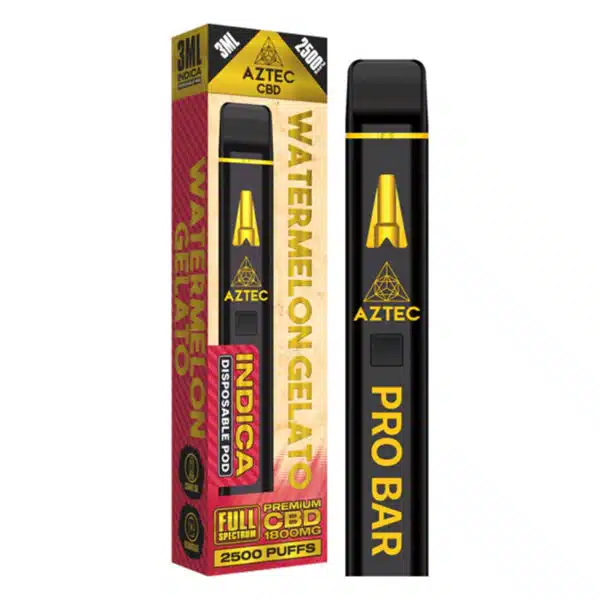 Aztec Premium Full Spectrum CBD Disposable Vape Pen Pro Bar 1800mg 3ml 2500 puffs - Indica Watermelon Gelato