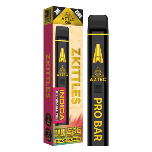 Aztec Premium Full Spectrum CBD Disposable Vape Pen Pro Bar 1800mg 3ml 2500 puffs - Indica Zkittles