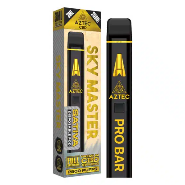 Aztec Premium Full Spectrum CBD Disposable Vape Pen Pro Bar 1800mg 3ml 2500 puffs - Sativa Sky Master